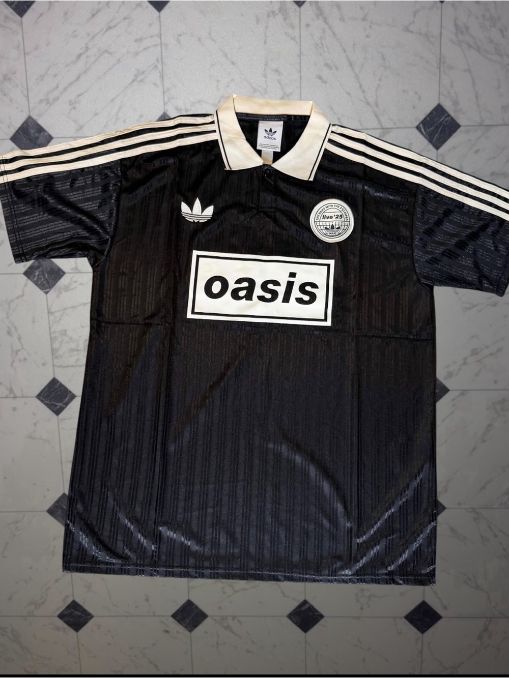 Adidas x Oasis Tour Jacquard Jersey Black #25 Size L